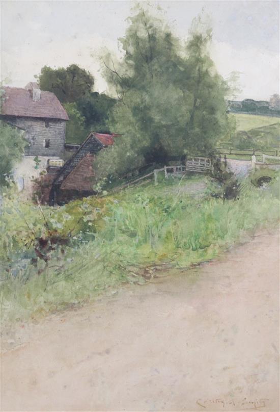 Carlton Alfred Smith (1853-1946) At The Cottage Door and View of a Watermill 14 x 10.25in.